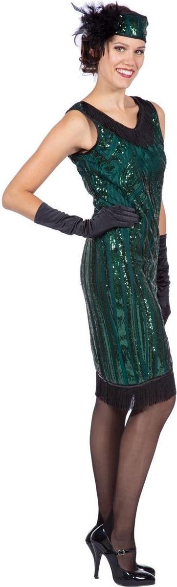 Jaren 20 Danseressen Kostuum | Charleston Charlotte Jade | Vrouw | Maat 42 | Carnaval kostuum | Verkleedkleding